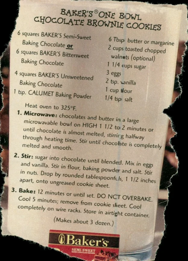 Scanned recipe card, page 1