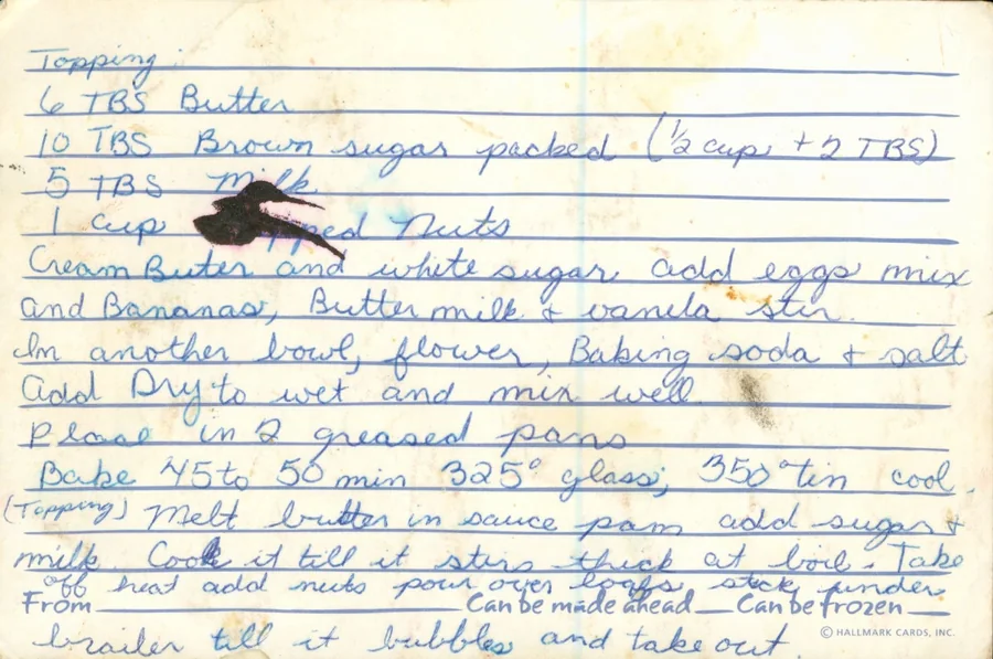 Scanned recipe card, page 2