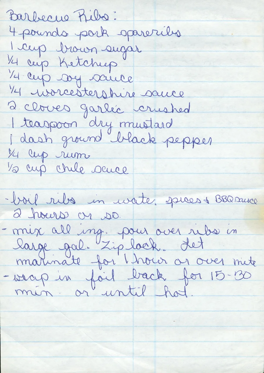 Scanned recipe card, page 1