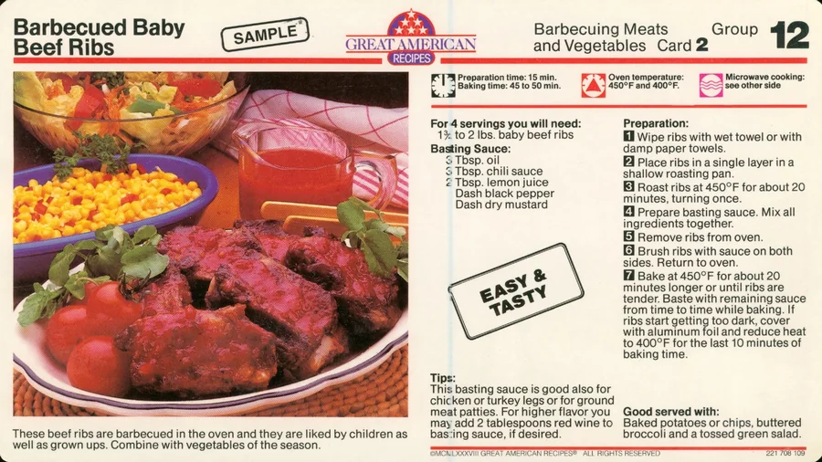 Scanned recipe card, page 1