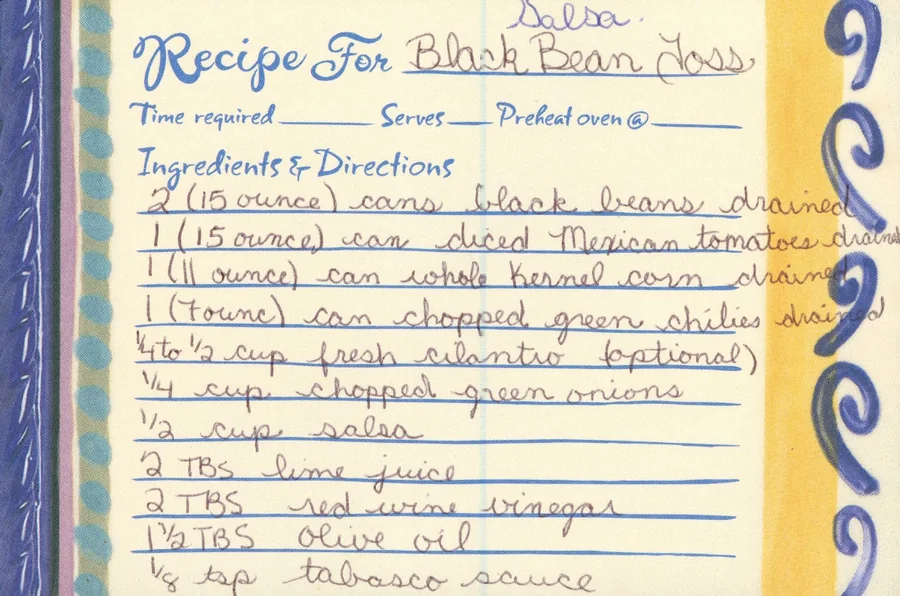 Scanned recipe card, page 1