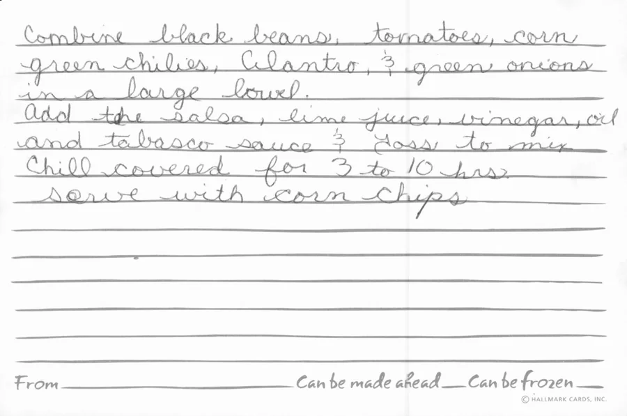 Scanned recipe card, page 2