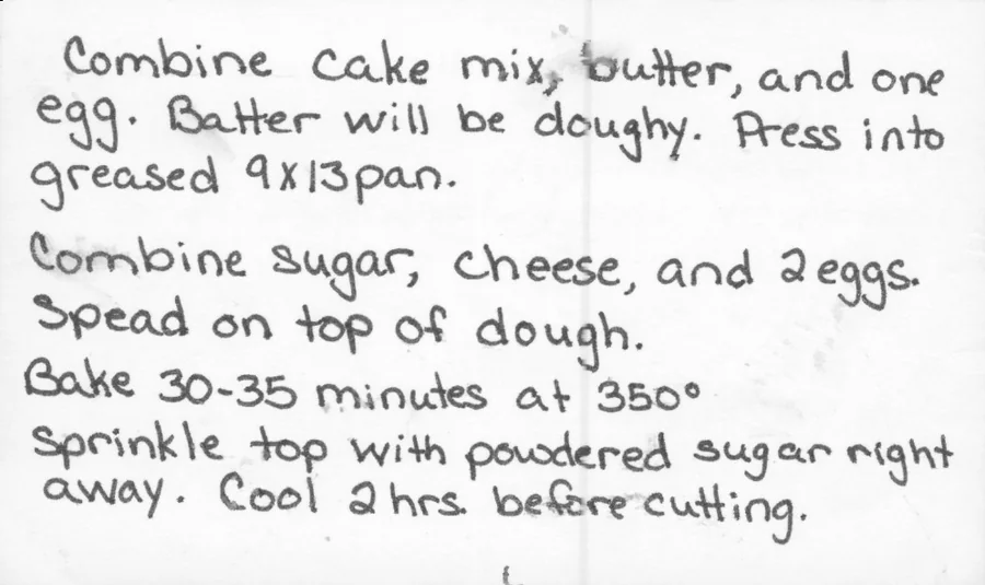 Scanned recipe card, page 2