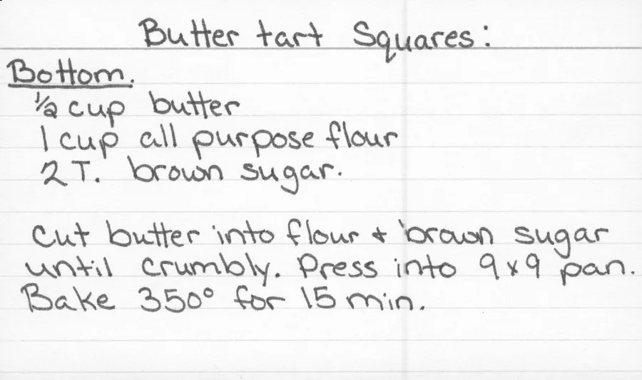 Scanned recipe card, page 1