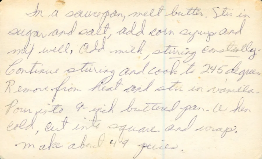 Scanned recipe card, page 2