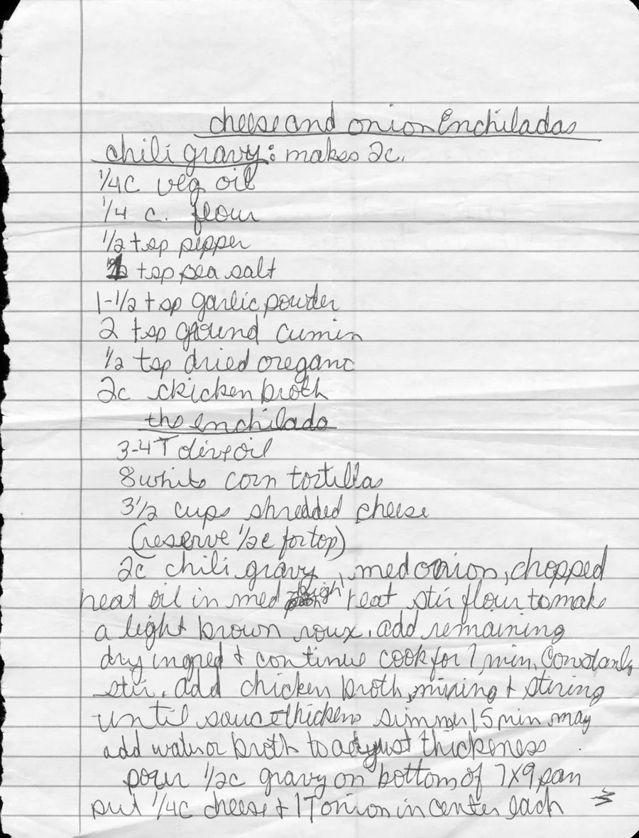 Scanned recipe card, page 1