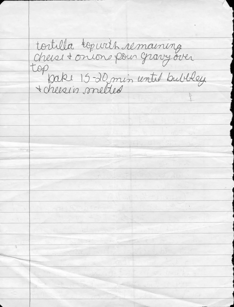 Scanned recipe card, page 2