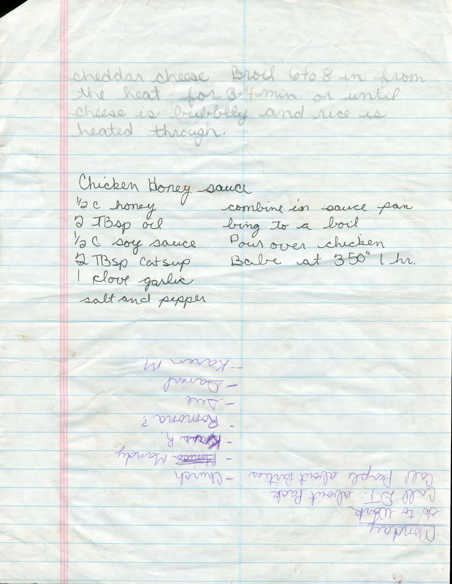 Scanned recipe card, page 2