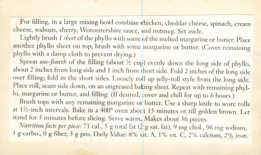 Scanned recipe card, page 2