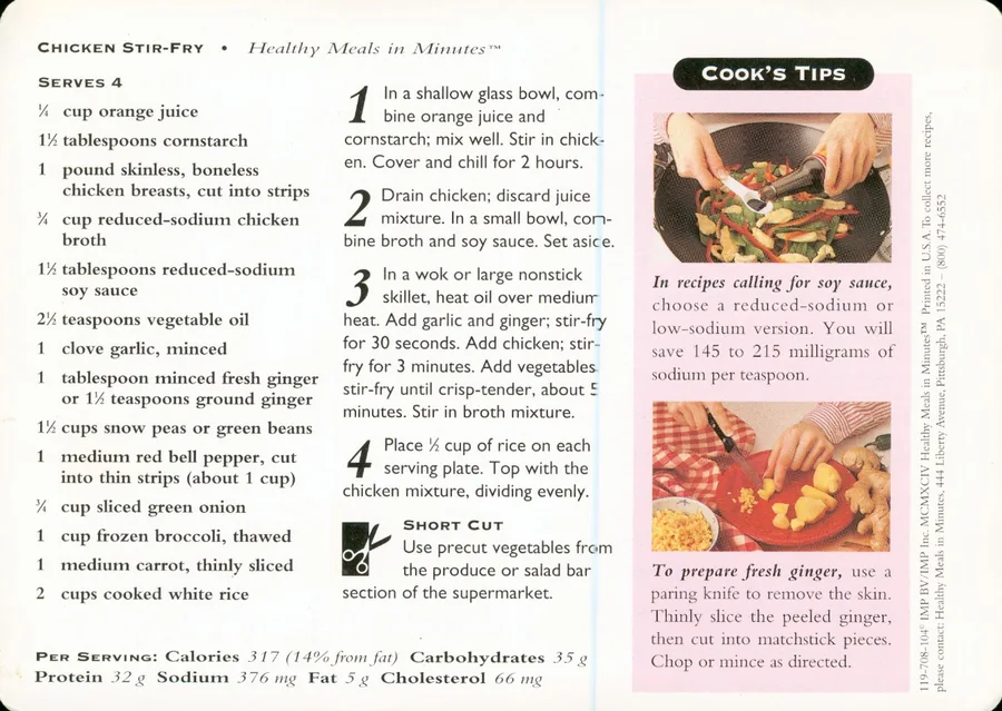 Scanned recipe card, page 2