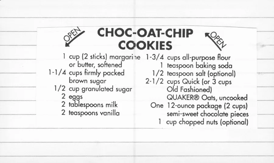 Scanned recipe card, page 1