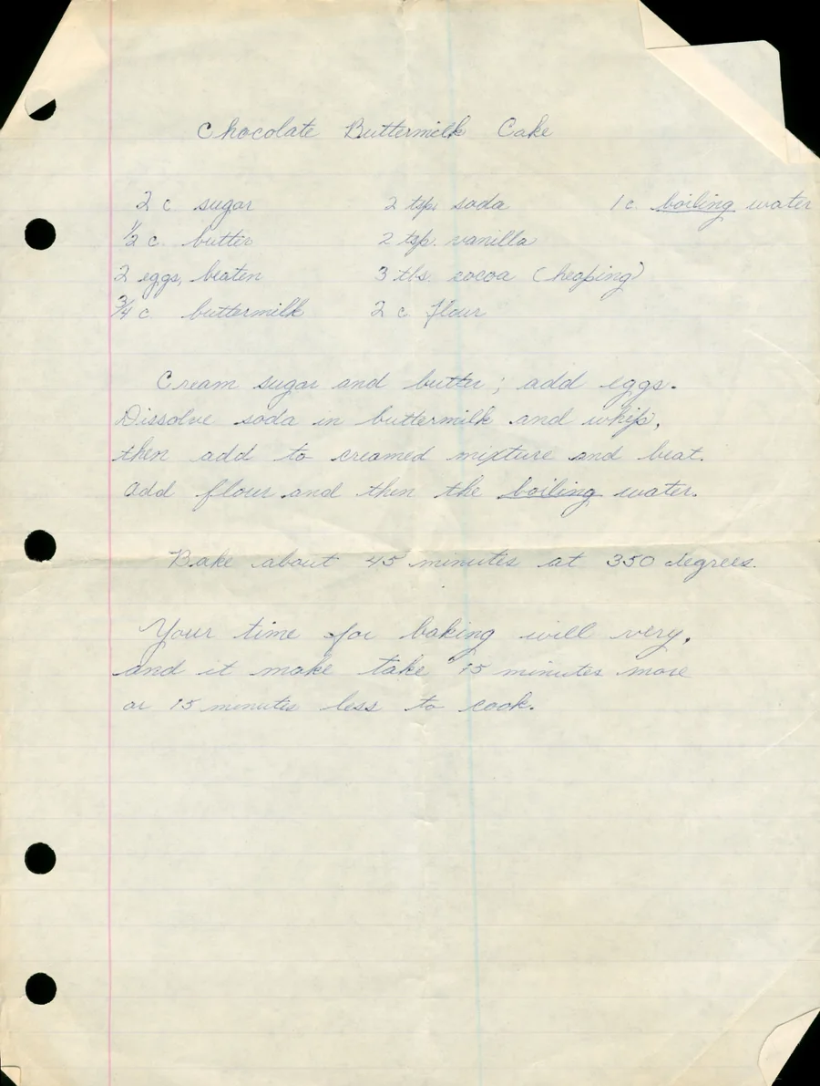 Scanned recipe card, page 1