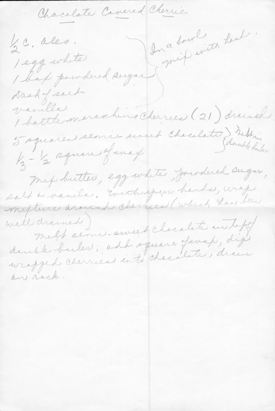 Scanned recipe card, page 1