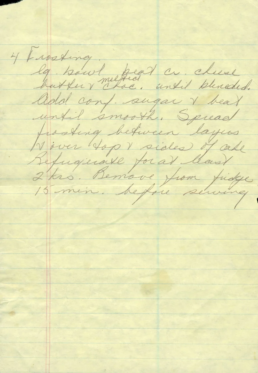 Scanned recipe card, page 1