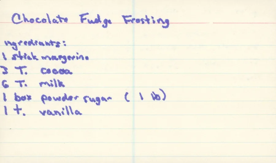Scanned recipe card, page 1