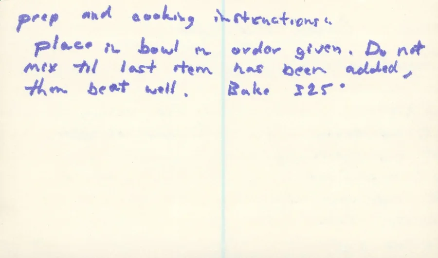 Scanned recipe card, page 2