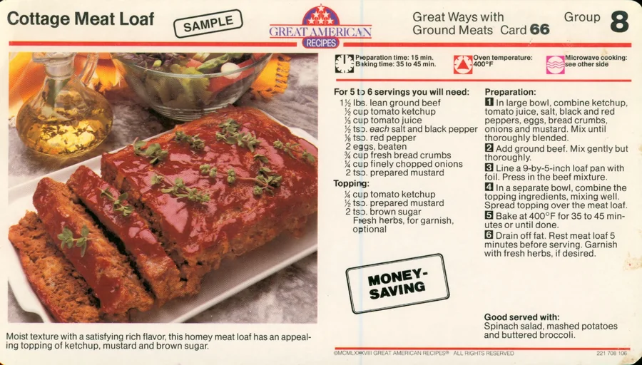 Scanned recipe card, page 1