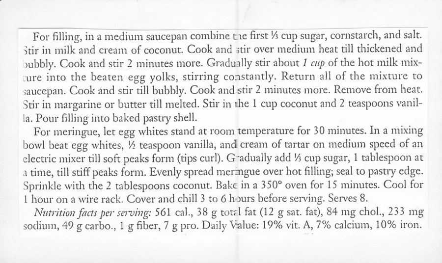 Scanned recipe card, page 2