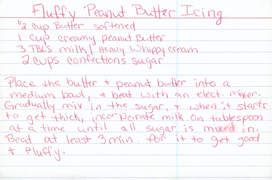 Scanned recipe card, page 1