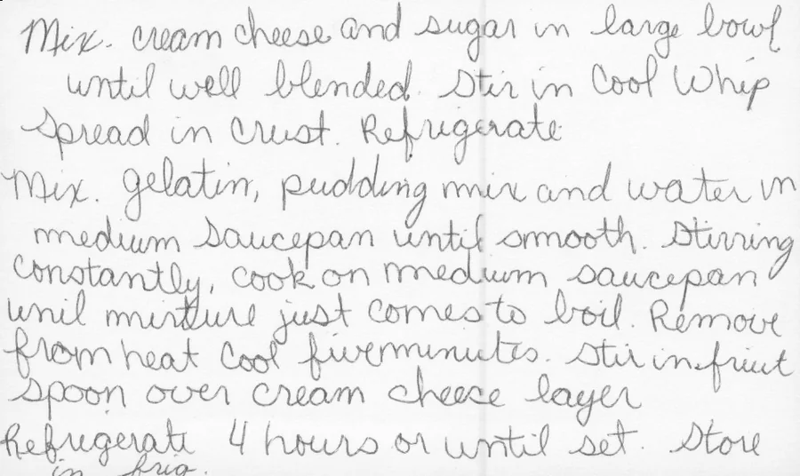 Scanned recipe card, page 2