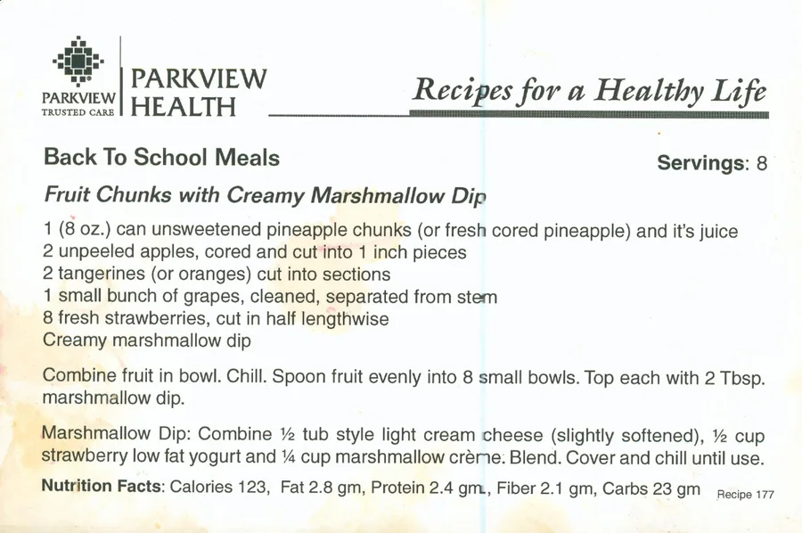 Scanned recipe card, page 1