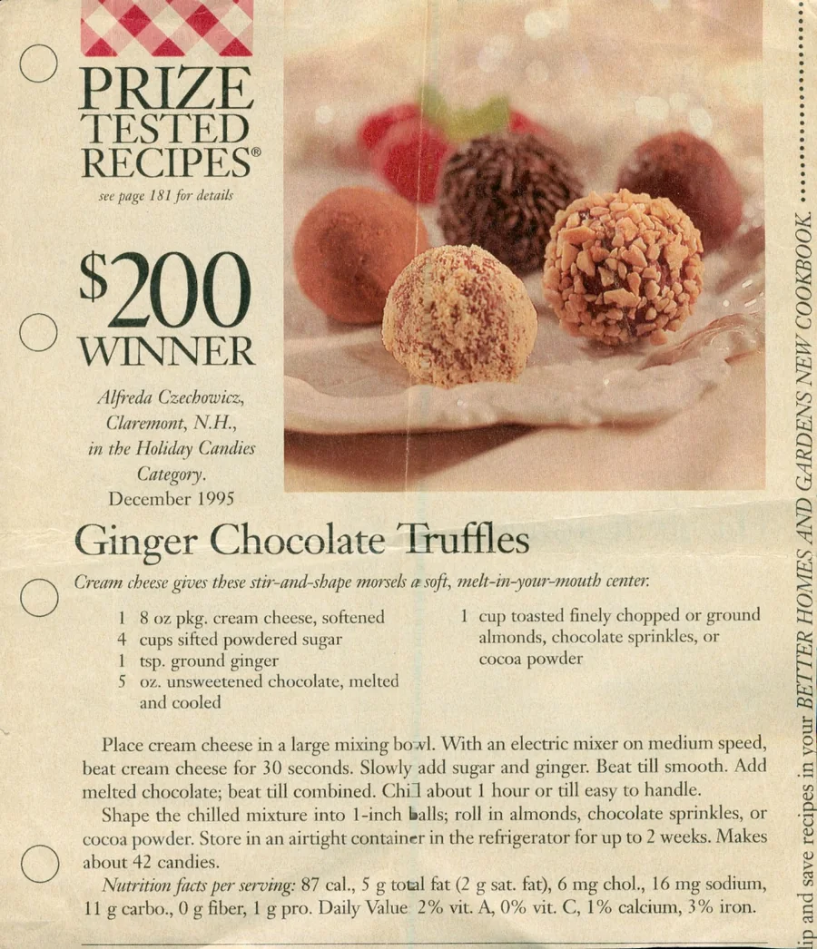 Scanned recipe card, page 1