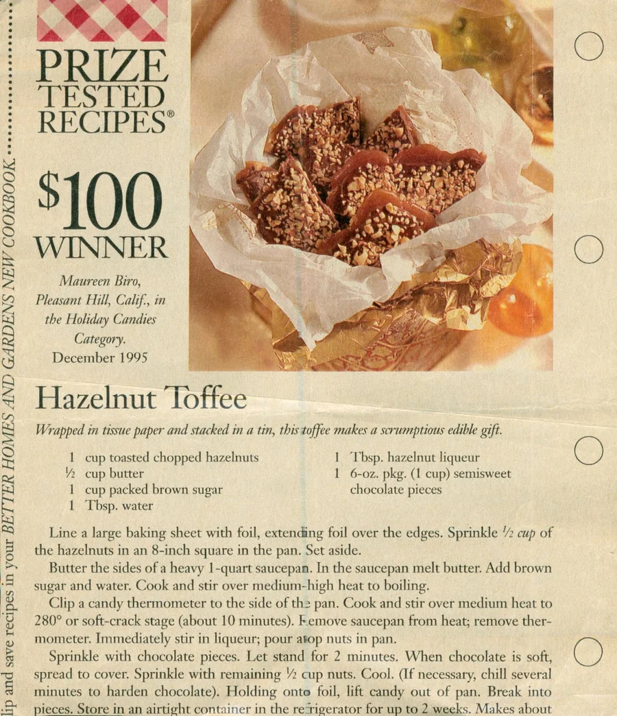 Scanned recipe card, page 1