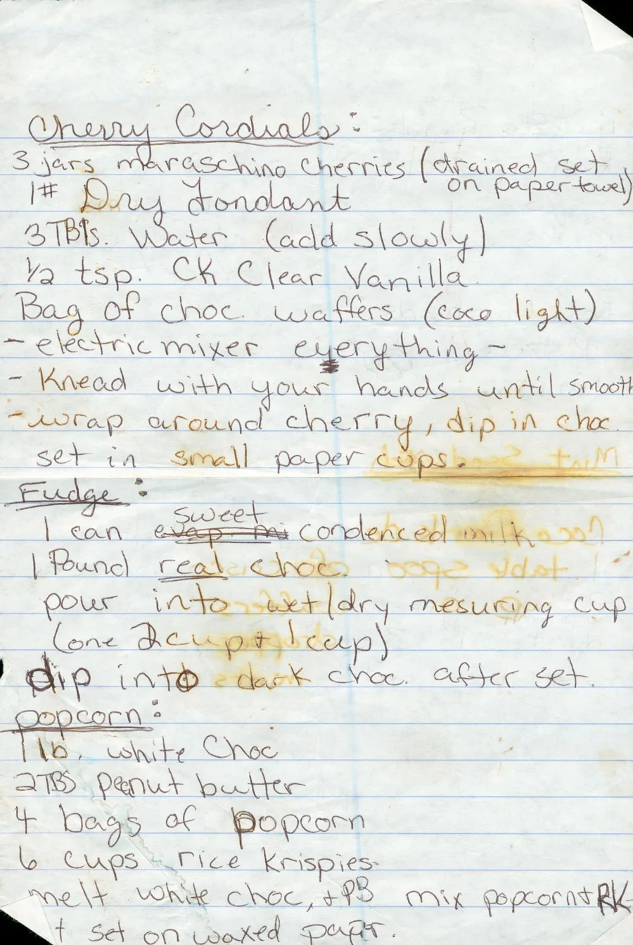 Scanned recipe card, page 1