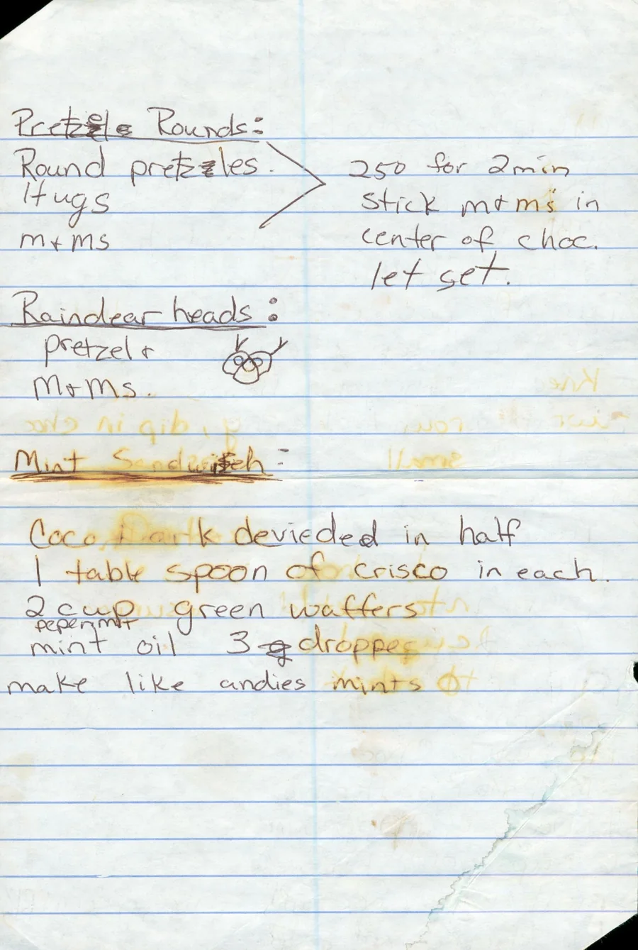 Scanned recipe card, page 1