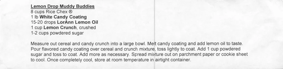 Scanned recipe card, page 1