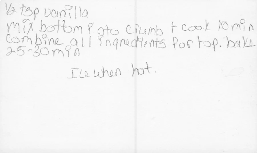 Scanned recipe card, page 2