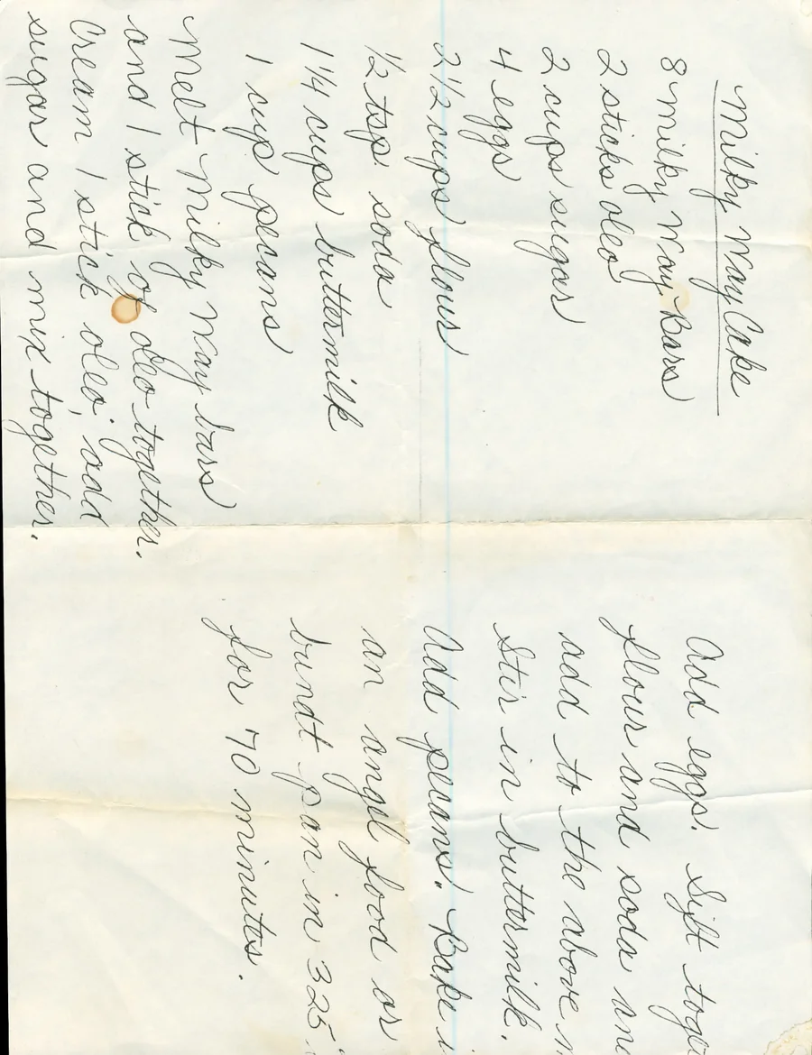 Scanned recipe card, page 1