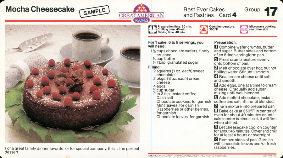 Scanned recipe card, page 1