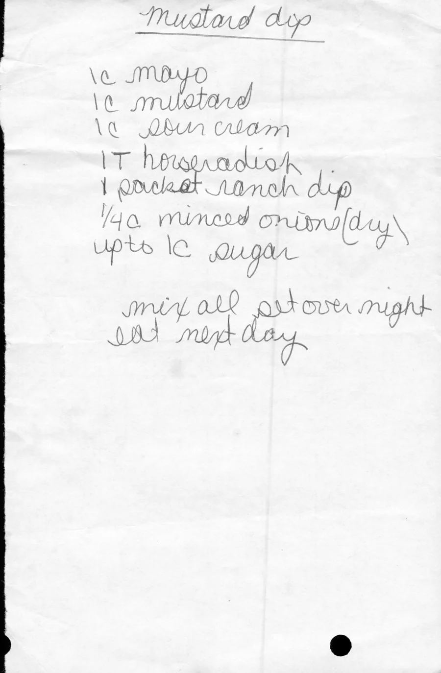 Scanned recipe card, page 1