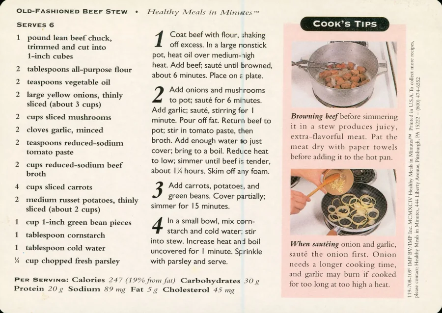 Scanned recipe card, page 2