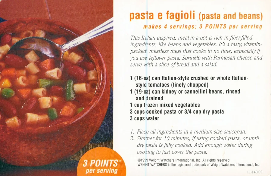 Scanned recipe card, page 1