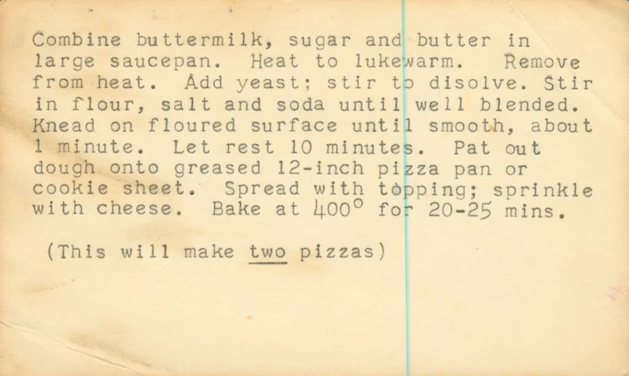 Scanned recipe card, page 2
