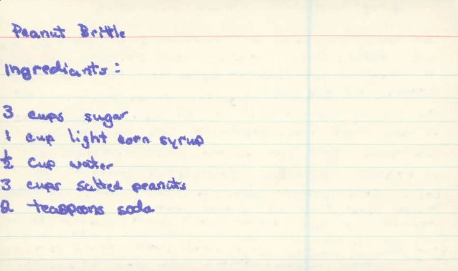 Scanned recipe card, page 1
