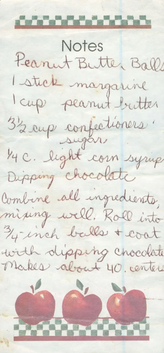 Scanned recipe card, page 1