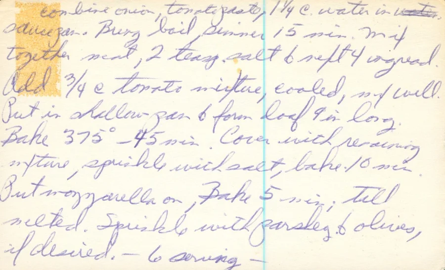 Scanned recipe card, page 2