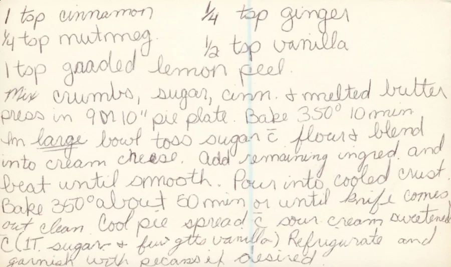 Scanned recipe card, page 2