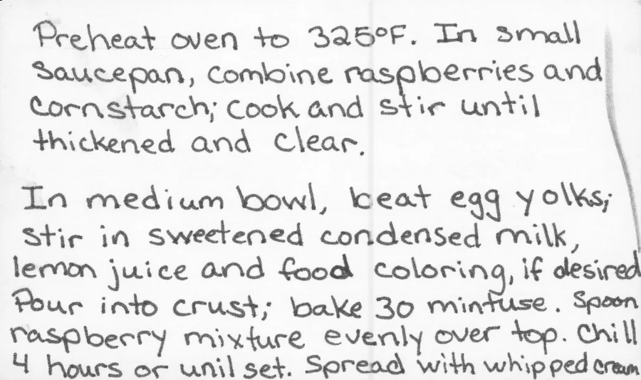 Scanned recipe card, page 2