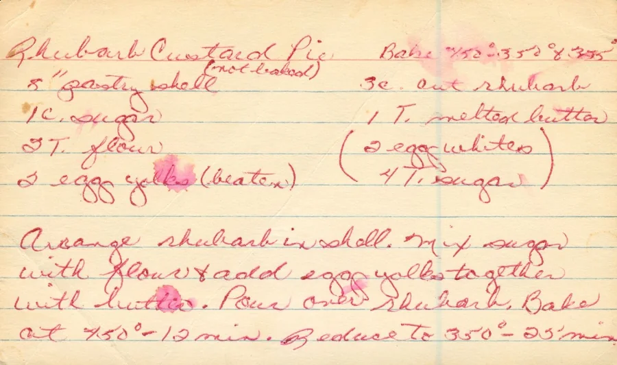 Scanned recipe card, page 1