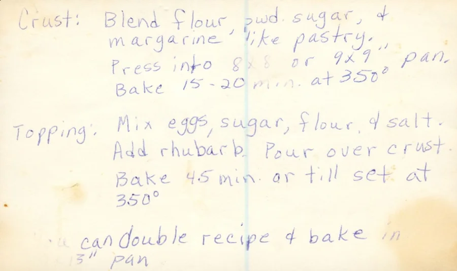 Scanned recipe card, page 2