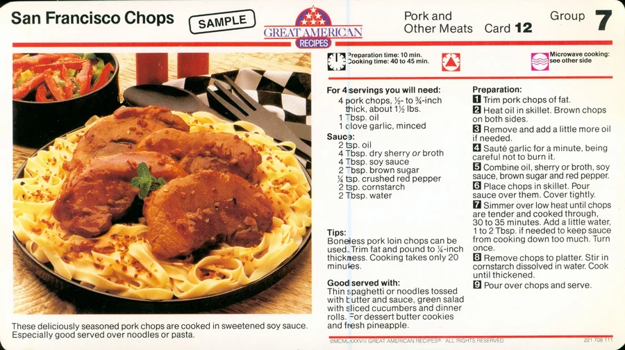 Scanned recipe card, page 1