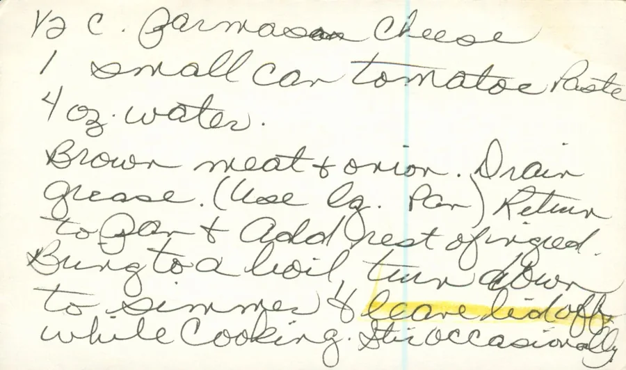 Scanned recipe card, page 2
