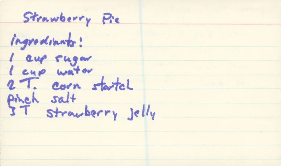 Scanned recipe card, page 1