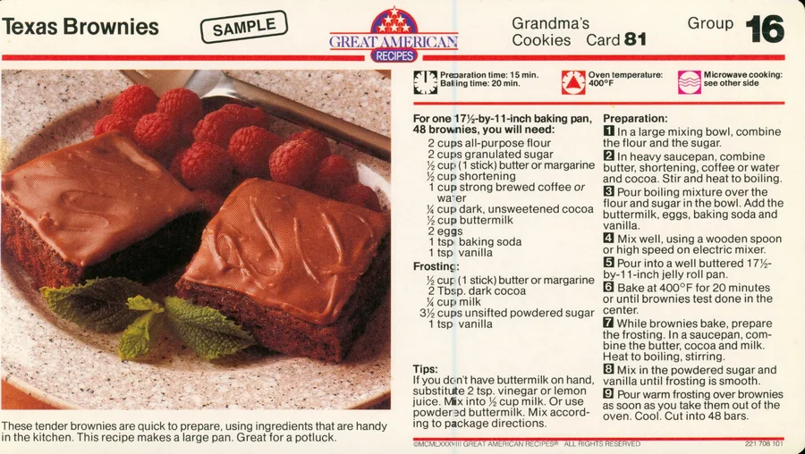 Scanned recipe card, page 1