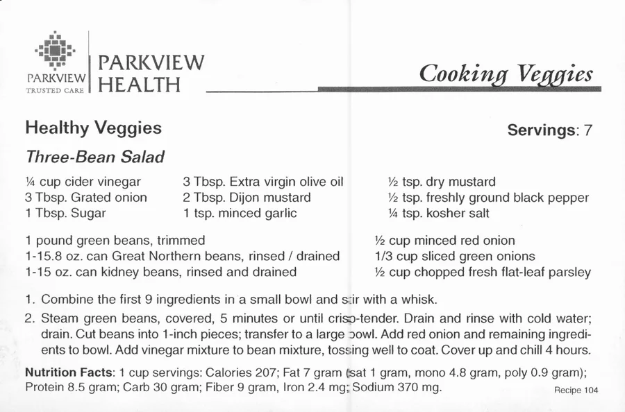 Scanned recipe card, page 1