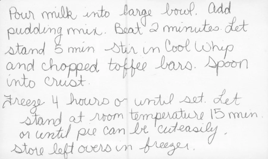 Scanned recipe card, page 2